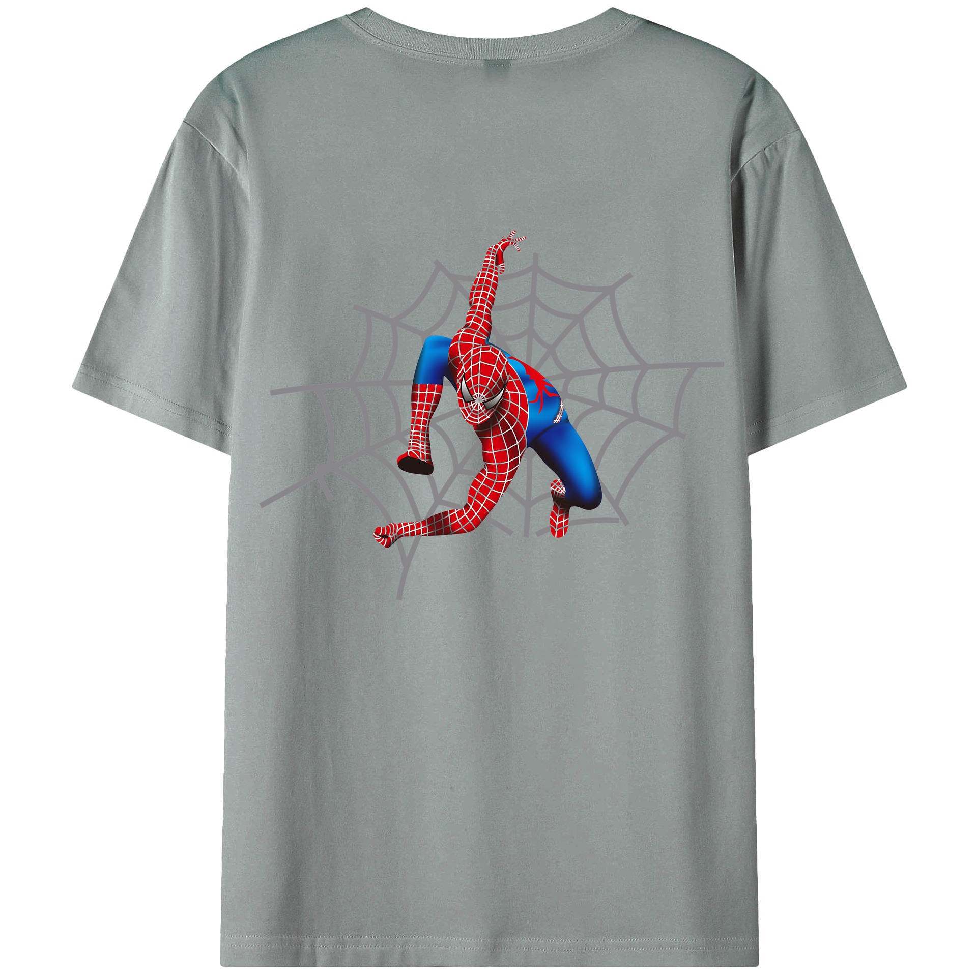 （画像用） Spider Man スパイダーマン 綿100％ メンズ半袖Tシャツ（バックプリント） 通気性